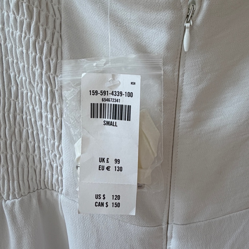 Abercrombie & Fitch Strapless Premium Crepe Wide Leg Jumpsuit White Small NWT - Picture 14 of 16